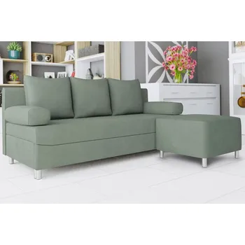 Pohovka Rozkládací pohovka s taburetem ELZA - světlá zelená