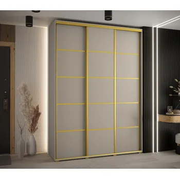 Šatní skříň Šatní skříň INDIRA 4 - 170/60 cm, kašmír / zlatá