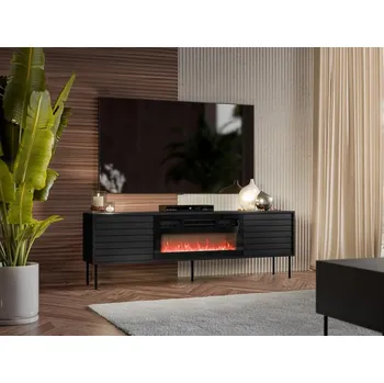 Televizní stolek Televizní stolek s elektrickým krbem MAYKI - černý