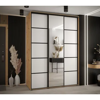 Šatní skříň Šatní skříň YVONA 5 - 170/60 cm, dub artisan / bílá / černá