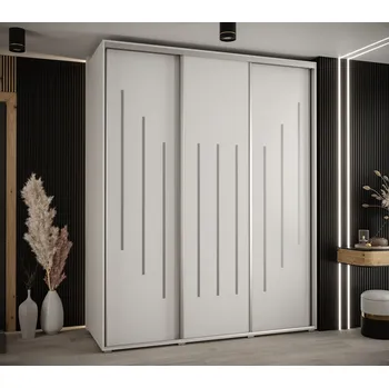 Šatní skříň Šatní skříň YVONA 8 - 190/60 cm, bílá / stříbrná