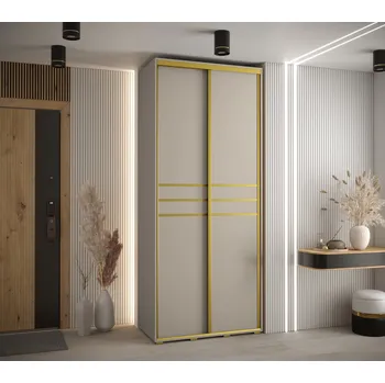 Šatní skříň Šatní skříň INDIRA 10 - 120/45 cm, kašmír / zlatá