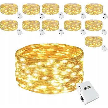Vánoční dekorace 12 Ks LED LAMPIČEK DRÁTEK 2 M 20 LED NA BATERIE MIKRO SVĚTÝLKA BÍLÁ TEPLÁ