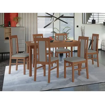 Jídelní stůl Jídelní sestava 6+1 HARDIN 4 - olše / šedá