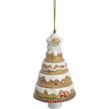Vánoční dekorace Zvoneček Perníkový stromeček 10 cm, keramický
