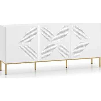 Komoda Třídveřová komoda ADELE 3 - bílá / zlatá