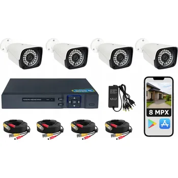 IP kamera KOMPLETNÍ SADA 4 venkovních 4K ULTRA HD kamer pro monitorování DOMU včetně kabelů