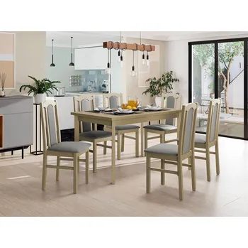 Jídelní stůl Sestava do jídelny 6+1 s rozkládacím stolem SALUSIA 5 - dub sonoma / šedá