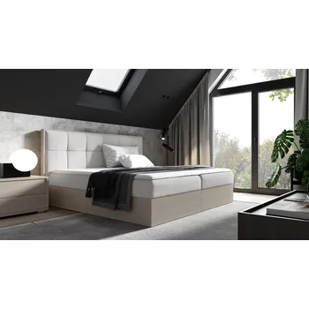 Postel Kontinentální postel 160x200 CHANTELLE 8 - nordic teak / světle šedá 2 + topper ZDARMA