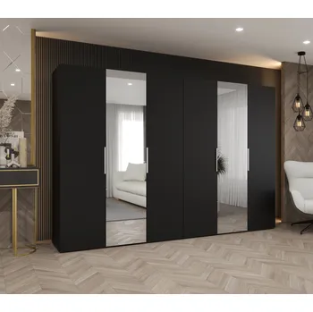 Šatní skříň Šatní skříň 300 cm KUBRA - černá / stříbrná