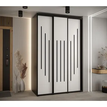 Šatní skříň Šatní skříň YVONA 8 - 150/60 cm, černá / bílá / černá