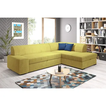 Sedací souprava Rohová sedací souprava VALTRUDA - žlutá / modrá, pravý roh