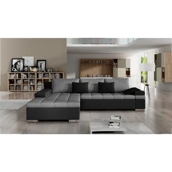 Sedací souprava Rohová sedací souprava ZELMA - černá ekokůže / šedá 1, levý roh