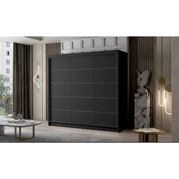 Šatní skříň Třídveřová šatní skříň NICA - šířka 200 cm, černá