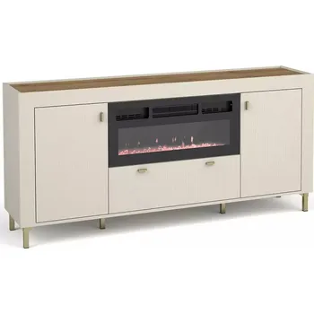 Komoda Široká komoda s elektrickým krbem AUROVA - kašmír / dub whiskey