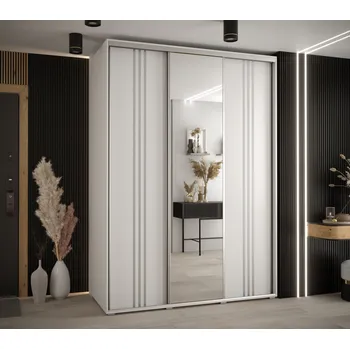 Šatní skříň Šatní skříň YVONA 7 - 180/60 cm, bílá / stříbrná