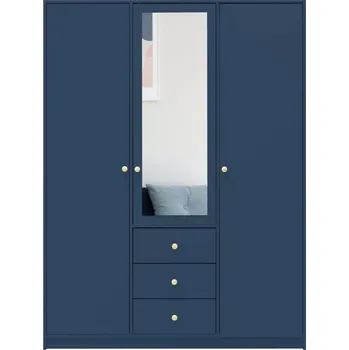 Šatní skříň Třídveřová skříň 149 JOELE se zrcadlem - tmavě modrá