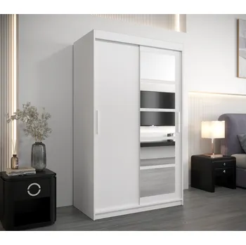 Šatní skříň Šatní skříň se zrcadly MARIE - šířka 120 cm, bílá