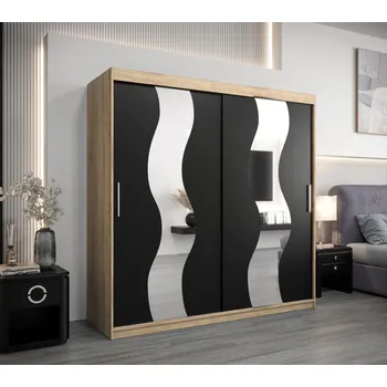 Šatní skříň Šatní skříň JESIKA - šířka 200 cm, dub sonoma / černá