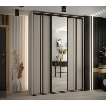 Šatní skříň Šatní skříň INDIRA 7 - 180/45 cm, kašmír / černá