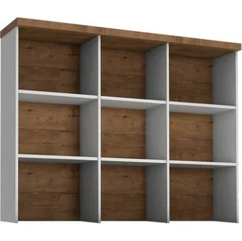 regál Nástěnný regál ALZEY - borovice andersen + dub lefkas tmavý