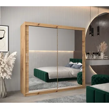 Šatní skříň Skříň s posuvnými dveřmi v šířce 200 cm TIMEA 3 - dub artisan