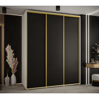 Šatní skříň Šatní skříň ASIRI 1 - 200/60 cm, bílá / černá / zlatá