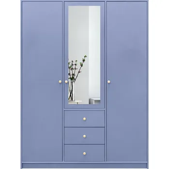 Šatní skříň Třídveřová skříň 149 JOELE se zrcadlem - modrá