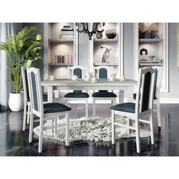 Jídelní stůl Jídelní sestava 6+1 s rozkládacím stolem SALUSIA 4 - bílá / modrá