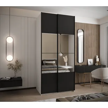 Šatní skříň Dvoudveřová skříň SAMARA 4 - 110 cm, bílá / černá / černá