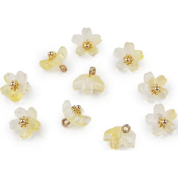 Dětské navlékací korálky Plastové korálky / přívěsky květ k výrobě bižuterie a přívěsků Ø10 mm, střední, 2 krémová světlá