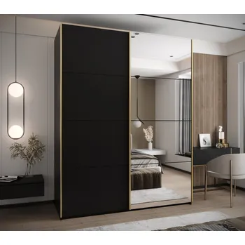 Šatní skříň Dvoudveřová skříň SAMARA 3 - 190 cm, černá / zlatá