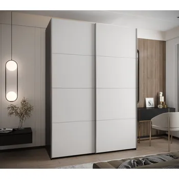 Šatní skříň Dvoudveřová skříň SAMARA 1 - 180 cm, černá / bílá / stříbrná