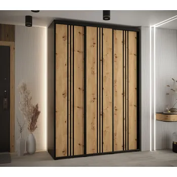 Šatní skříň Šatní skříň ASIRI 6 - 170/45 cm, černá / dub artisan / černá