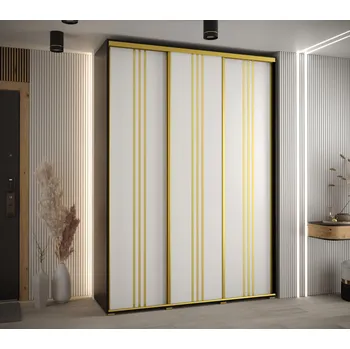 Šatní skříň Šatní skříň ASIRI 6 - 180/60 cm, černá / bílá / zlatá