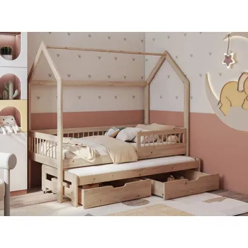 Dětská postel Dětská postel domeček s přistýlkou 90x200 DABI - buk