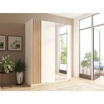 Šatní skříň Šatní skříň se zrcadlem 151 cm YUMBO - dub artisan / bílá