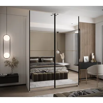 Šatní skříň Dvoudveřová skříň SAMARA 2 - 170 cm, bílá / dub artisan / černá