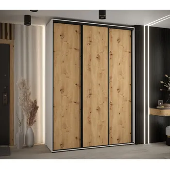 Šatní skříň Šatní skříň YVONA 1 - 180/45 cm, bílá / dub artisan / černá