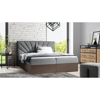 Postel Kontinentální postel 180x200 CHANTELLE 7 - tmavý dub / šedá + topper ZDARMA
