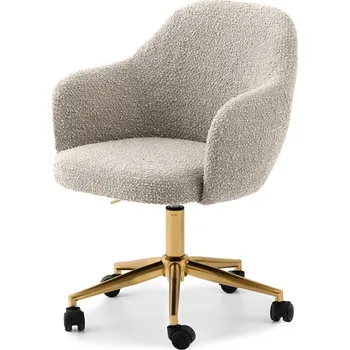 Čalouněná otočná židle NATHALY - béžová / zlatá