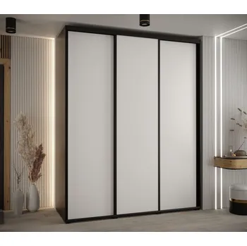 Šatní skříň Šatní skříň YVONA 1 - 190/60 cm, černá / bílá / černá