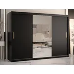 Šatní skříň 250 cm se zrcadlem LONZO 2 - černá