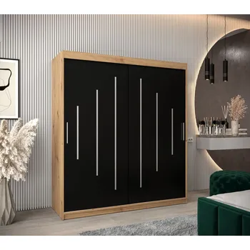 Šatní skříň Šatní skříň EMA - šířka 180 cm, dub artisan / černá