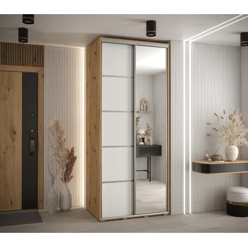 Šatní skříň Šatní skříň ASIRI 5 - 100/45 cm, dub artisan / bílá / stříbrná