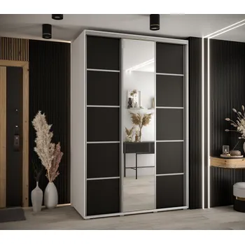 Šatní skříň Šatní skříň YVONA 5 - 150/60 cm, bílá / černá / stříbrná