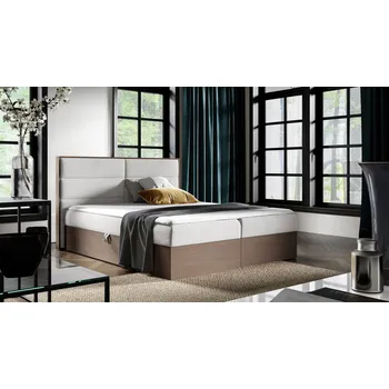 Postel Kontinentální postel 180x200 CHANTELLE 5 - tmavý dub / světle šedá 2 + topper ZDARMA