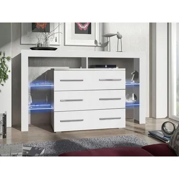 Komoda Komoda s LED osvětlením ROLIN 1 - bílá / bílý lesk