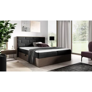 Postel Kontinentální postel 200x200 CHANTELLE 9 - tmavý dub / grafitová + topper ZDARMA