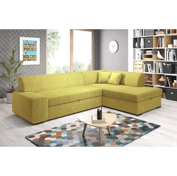 Sedací souprava Rohová sedací souprava VALTRUDA - žlutá, pravý roh